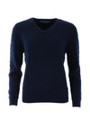 Castle of Ireland Cable Knit V Neck Jumper, Navy