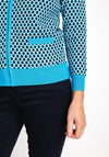 Castle of Ireland Zip Up Print Cardigan, Blue Lagoon
