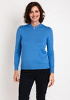 Castle of Ireland Embellished Notch Neckline Sweater, Lake Blue