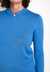 Castle of Ireland Embellished Notch Neckline Sweater, Lake Blue