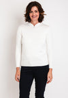 Castle of Ireland Embellished Notch Neckline Sweater, White Choc