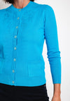 Castle of Ireland Embroidered Rhinestone Cardigan, Blue Lagoon