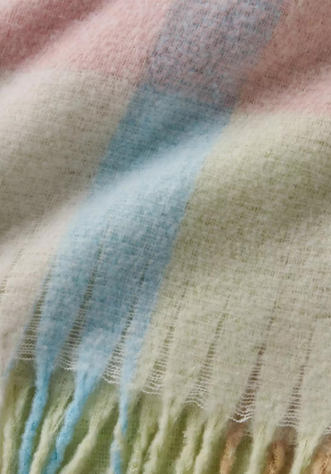 Catherine Lansfield Faux Mohair Checked Throw, Pastel Multi