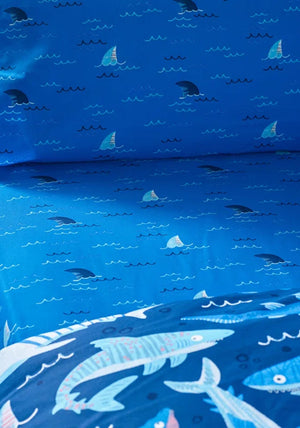 Catherine Lansfield Jawsome Shark Fitted Sheet, Blue