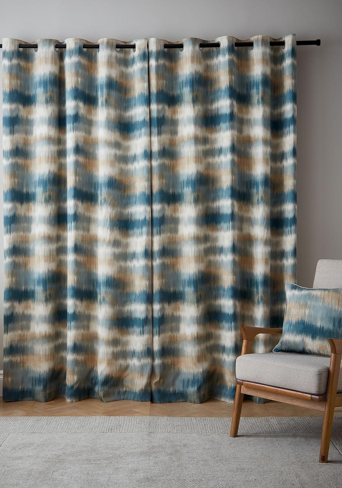 Catherine Lansfield Modern Living Ombre Texture Eyelet Header Curtains, Teal