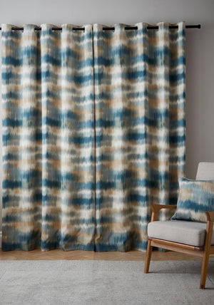 Catherine Lansfield Modern Living Ombre Texture Eyelet Header Curtains, Teal