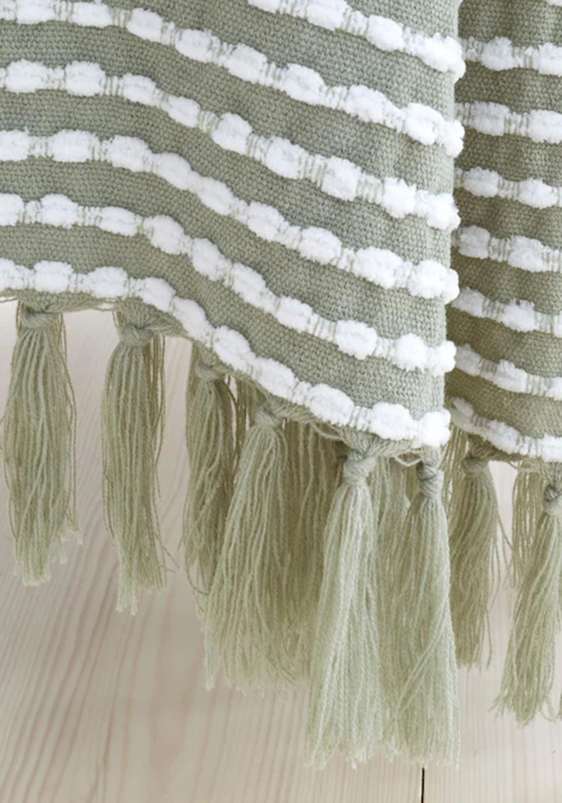 Catherine Lansfield Stab Stitch Throw, Green