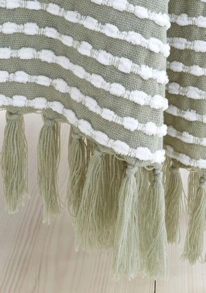 Catherine Lansfield Stab Stitch Throw, Green