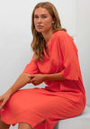 Kaffe Milia Kaftan Linen Blend Midi Dress, Cayenne