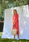 Kaffe Milia Kaftan Linen Blend Midi Dress, Cayenne