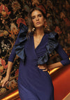Cayro Moon Taffeta Ruffle Detail Maxi Dress, Azule