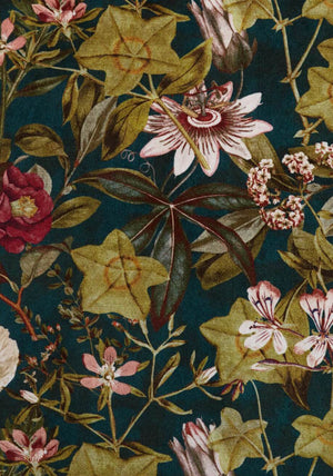 Clarke & Clarke Passiflora Floral Eyelet Curtains 90”x 90”, Emerald