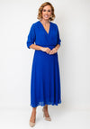 CD Studio V-Neck Pleated Dress, Royal Blue