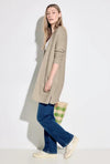 Cecil Ribbed Open Long Cardigan, Boulder Beige