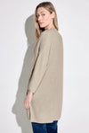 Cecil Ribbed Open Long Cardigan, Boulder Beige