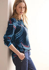 Cecil Abstract Print V Neck Blouse, Navy