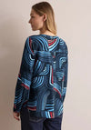 Cecil Abstract Print V Neck Blouse, Navy