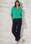 Cecil Button up V Neck Blouse, Green