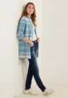 Cecil Checked Open Knit Long Cardigan, Adriatic Blue.