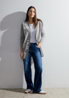 Cecil Text Print Long Open Knit Cardigan, Mineral Grey Melange