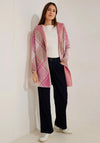 Cecil Argyle Hooded Long Knit Cardigan, Cosy Coral