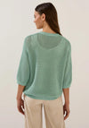 Cecil Cotton Crochet Knit Sweater, Green