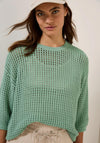Cecil Cotton Crochet Knit Sweater, Green
