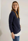 Cecil Structural Pattern Drawstring Sweatshirt, Night Sky Blue