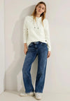 Cecil Structural Pattern Drawstring Sweatshirt, Vanilla White