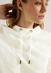 Cecil Structural Pattern Drawstring Sweatshirt, Vanilla White