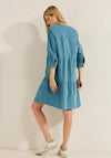 Cecil Corduroy Tiered Knee Length Dress, Adriatic Blue