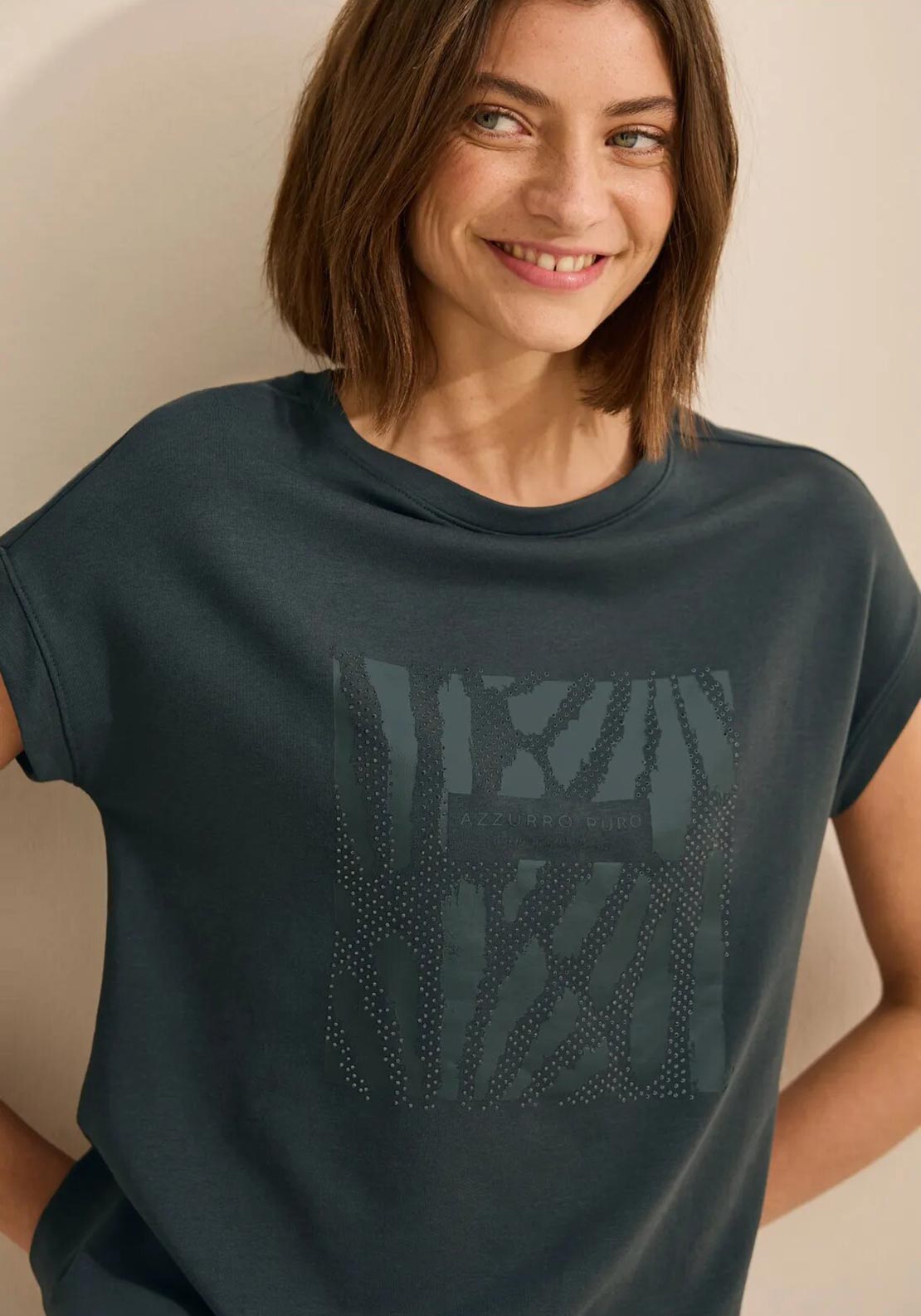 Cecil Embellished Graphic T Shirt, Grey