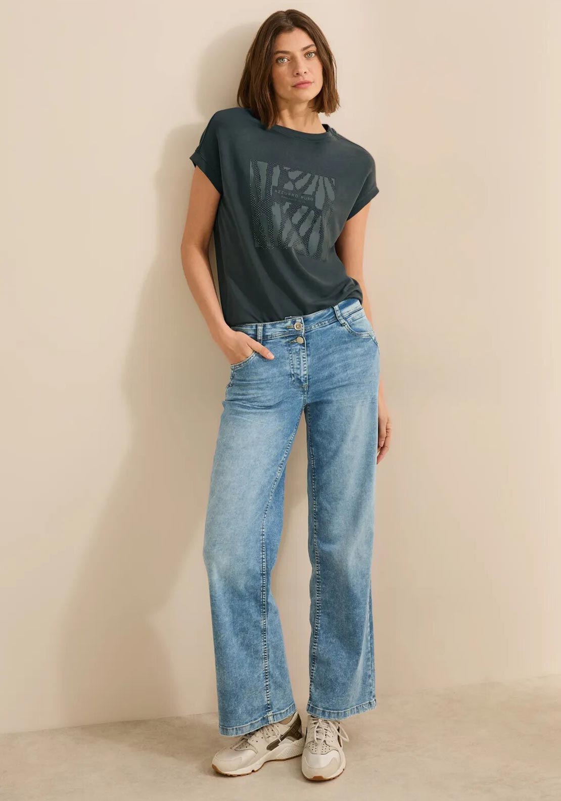 Cecil Embellished Graphic T Shirt, Grey