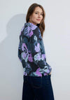 Cecil Big Flower Funnelneck Sweatshirt, Blue Multi