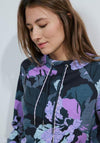 Cecil Big Flower Funnelneck Sweatshirt, Blue Multi