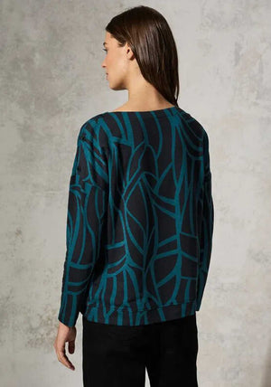 Cecil Button Shoulder Geometric Print Top, Black
