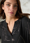 Cecil Geo Foil Print V Neck Blouse, Black