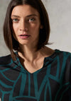 Cecil Geometric Print Top, Black and Teal