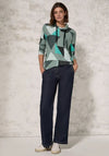 Cecil Geometric Print Long Sleeve Fleece Top, Green