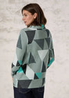 Cecil Geometric Print Long Sleeve Fleece Top, Green
