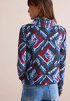 Cecil Geometric Cowl Neck Top, Navy Multi