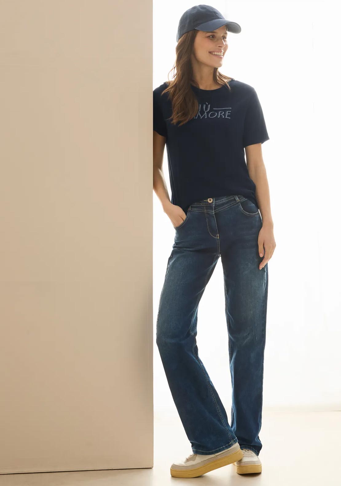 Cecil Textured Graphic T Shirt, Navy