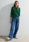Cecil Drawstring Detail Striped Top, Easy Green
