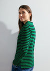 Cecil Drawstring Detail Striped Top, Easy Green