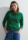 Cecil Drawstring Detail Striped Top, Easy Green