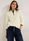 Cecil Half Zip Knitted Sweater, Raw Sand Beige