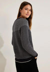 Cecil Crew Neck Striped Knit Sweater, Black