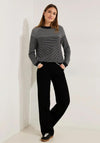 Cecil Crew Neck Striped Knit Sweater, Black