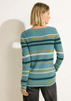 Cecil Multicolour Striped Fine Knit Sweater, Reef Blue Melange
