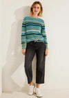 Cecil Multicolour Striped Fine Knit Sweater, Reef Blue Melange